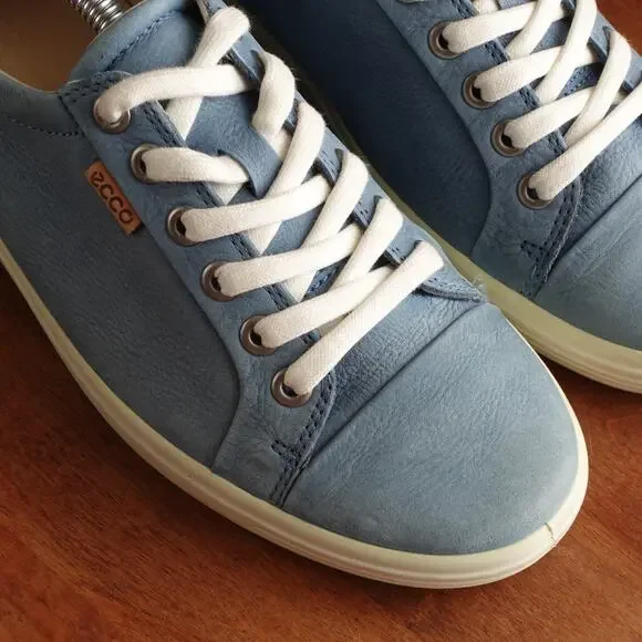 Ecco Sneakers Womens SZ EU 37 US 6 Blue Soft 7 Comfort Walking Casual Low Shoes - Picture 4 of 14